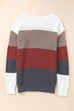 Colorblock Stripe Round Neck Pullover Sweater