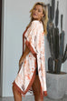 Orange Bohemian Print Open Front Loose Kimono Beach Cover up
