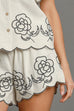 Umgee Full Size Linen Blend Shorts with Floral Embroidered Details