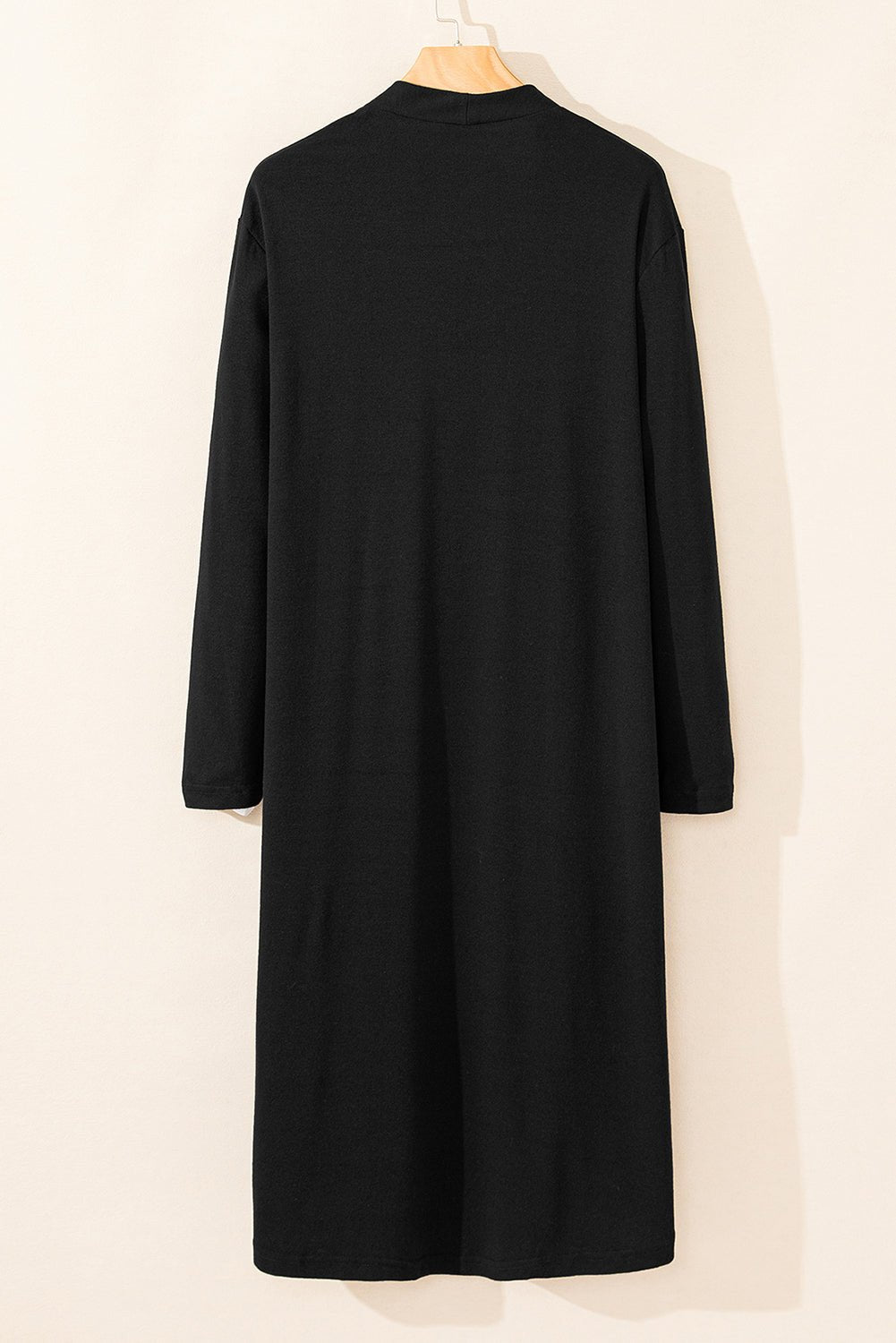 Black Solid Color Open Front Cardigan with Pocket - Essential Retail Store