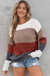 Colorblock Stripe Round Neck Pullover Sweater