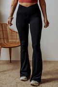 Black V Shape High Waist Flared Leggings - Essential Retail Store