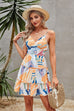 Tie Dye V Neck Sleeveless Ruffle Hem A Line Dress