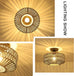 Boho Rattan Grey Ceiling Light Fixture Dimmable LED Bulbs