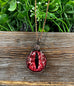 Wire Wrapped Red Dragon Eye Glass Cabochon Pendant