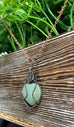 Small Green Aventurine Gemstone Wire Wrapped Pendant Heart Shaped