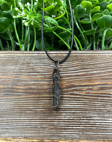 Wire Wrapped Smoky Quartz Crystal Gemstone Pendant