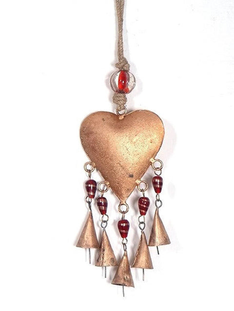 Boho Heart Harmony Chime – 13" Metal Wall Hanging
