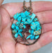 Wire Wrapped Tree of Life Pendant with Imitation Turquoise Gemstones