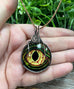 Wire Wrapped Graphic Art Dragon Eye Glass Pendant