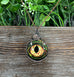Wire Wrapped Graphic Art Dragon Eye Glass Pendant