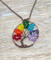 Wire Wrapped Rainbow Tree of Life Pendant with Glass Crystals