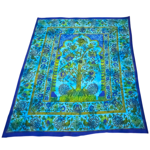 Blue Tree of Life Peacock Tapestry